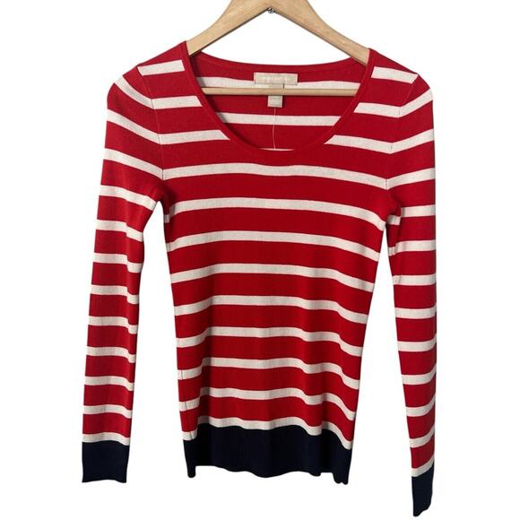 Banana Republic Red Stripe Silk Blend Long Sleeve Sweater XS NWT - Picture 1 of 4